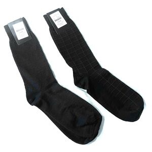 Brooks Brothers Two Pairs of Merino Wool/Nylon Black Men’s Dress Socks NWT